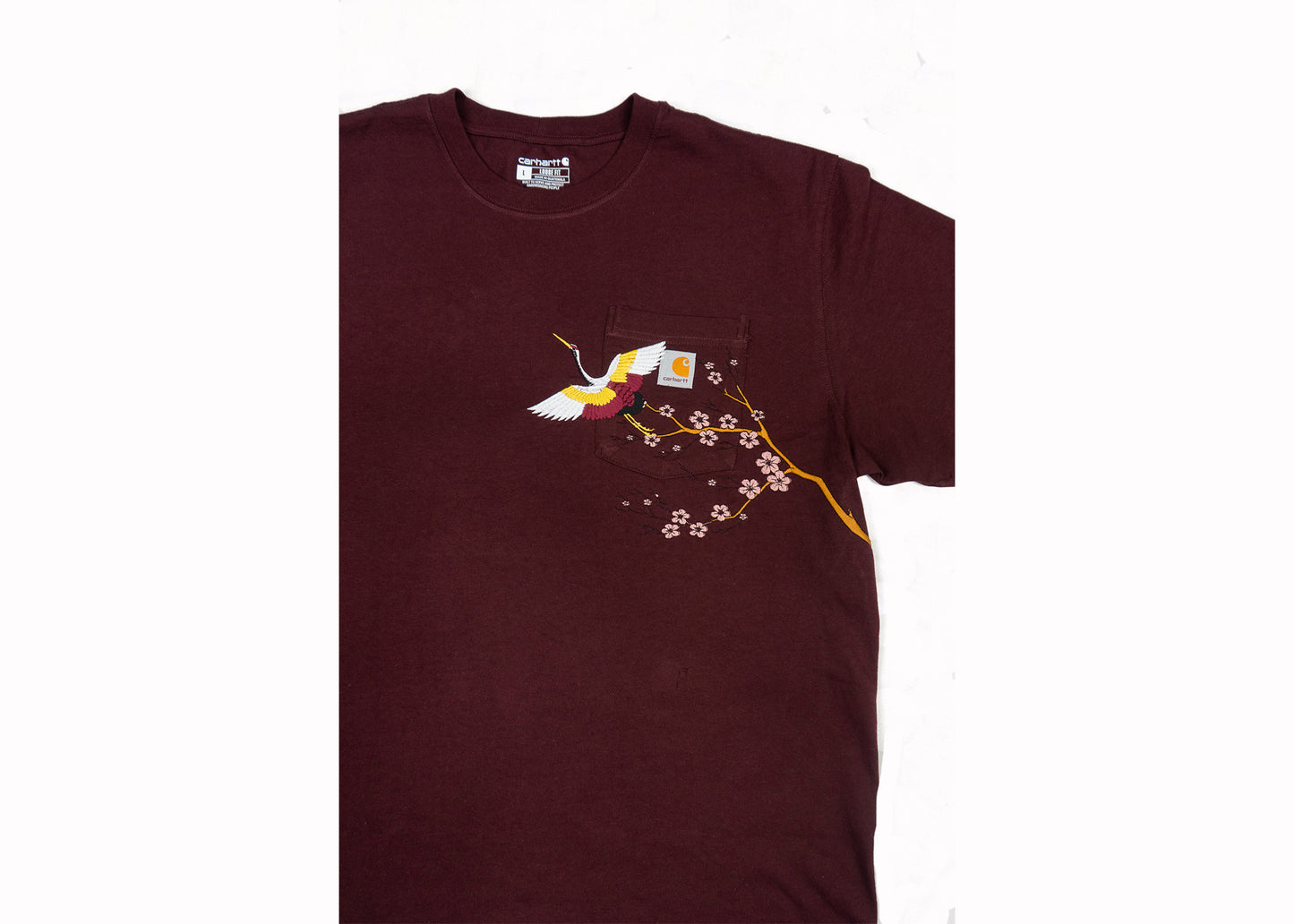 Cherry Blossom Carhartt Tee-Maroon