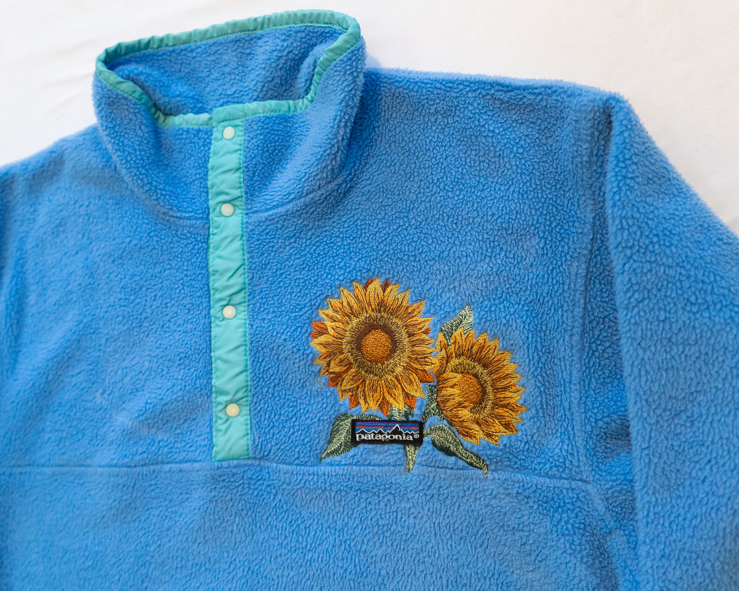 Blue Patagonia Synchilla Fleece Pullover-Sunflowers