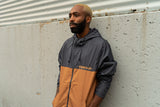 Brown and Navy Zip-Up Windbreaker