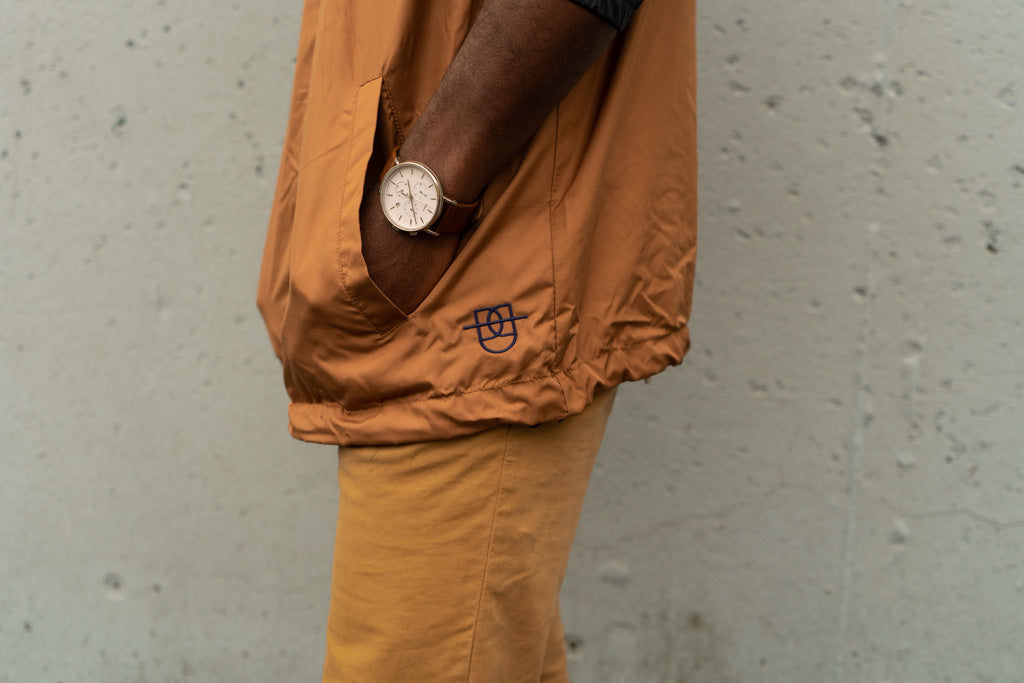 Brown and Navy Zip-Up Windbreaker