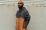 Brown and Navy Zip-Up Windbreaker